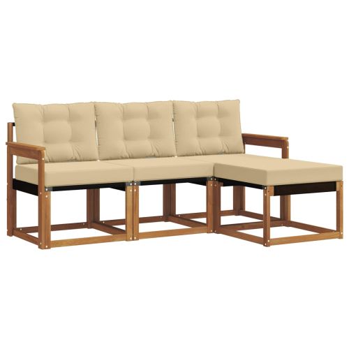 Комплект дивани за открито 4 pcs Натурален и Бежов
