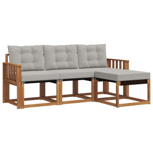 Комплект дивани за открито 4 pcs Естествено и светло сиво