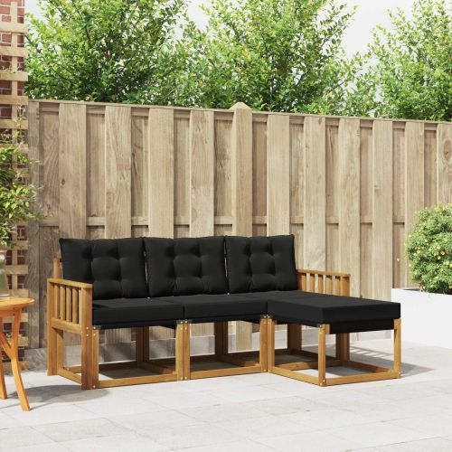 Комплект дивани за открито 4 pcs Естествено и черно