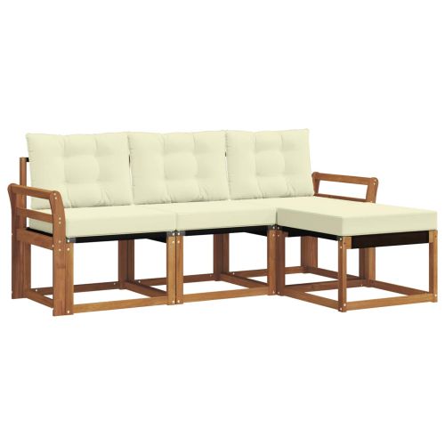 Комплект дивани за открито 4 pcs Натурален и Крема