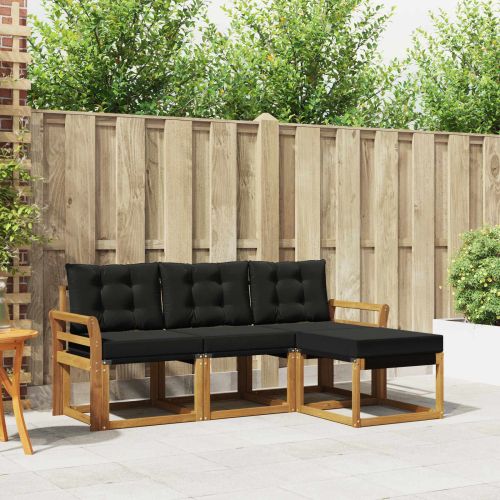 Комплект дивани за открито 4 pcs Естествено и черно