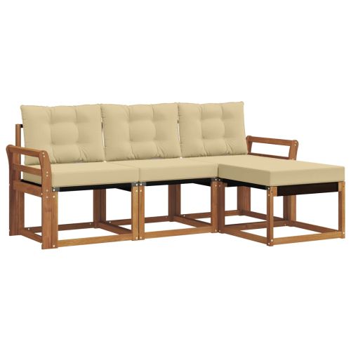 Комплект дивани за открито 4 pcs Натурален и Бежов