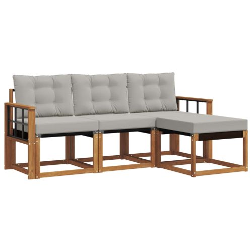 Комплект дивани за открито 4 pcs Естествено и светло сиво