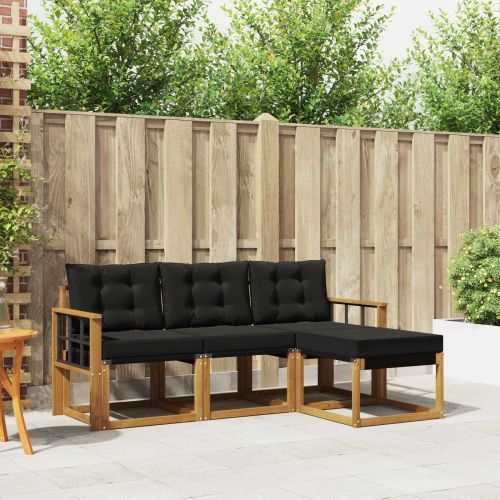 Комплект дивани за открито 4 pcs Естествено и черно