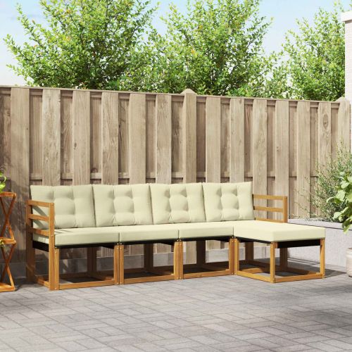 Комплект дивани за открито 5 pcs Натурален и Крема