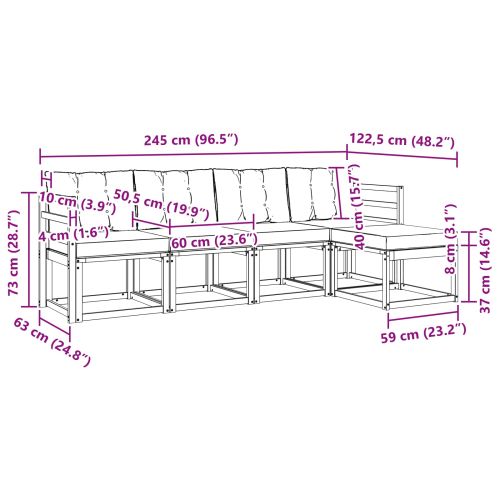 Комплект дивани за открито 5 pcs Натурален и Бежов