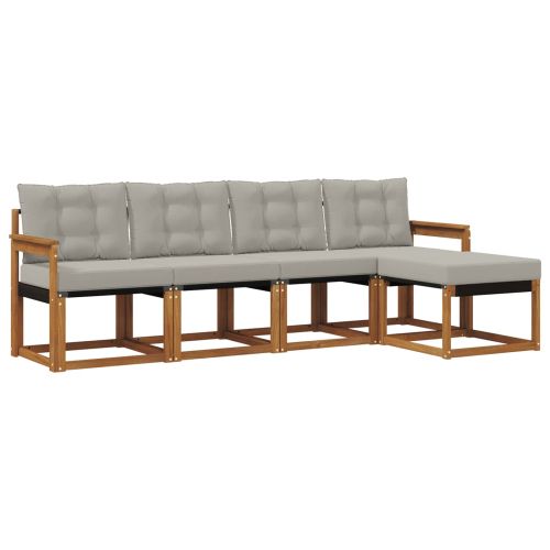 Комплект дивани за открито 5 pcs Естествено и светло сиво