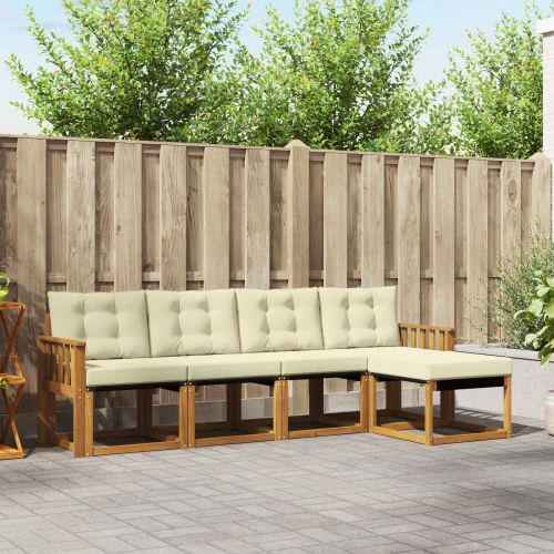 Комплект дивани за открито 5 pcs Натурален и Крема