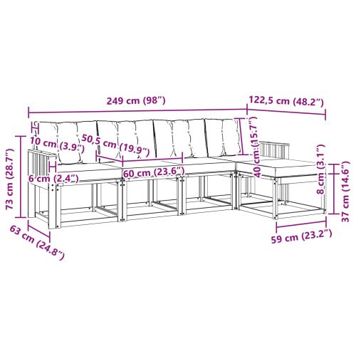 Комплект дивани за открито 5 pcs Натурален и Крема