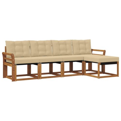 Комплект дивани за открито 5 pcs Натурален и Бежов