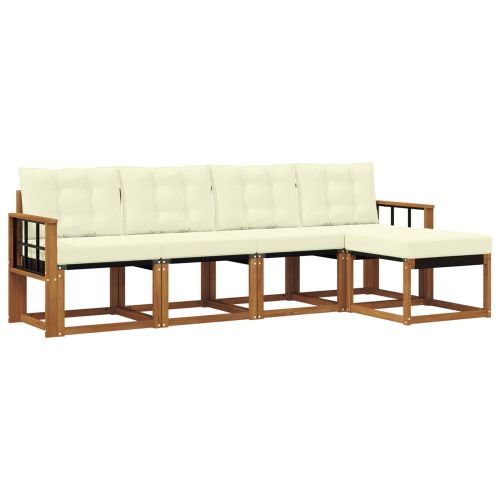 Комплект дивани за открито 5 pcs Натурален и Крема