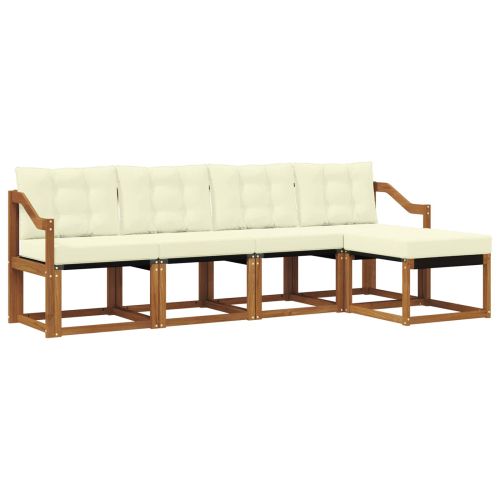 Комплект дивани за открито 5 pcs Натурален и Крема