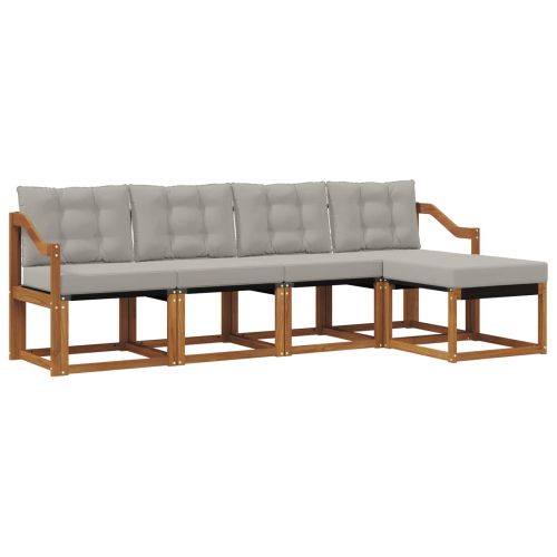 Комплект дивани за открито 5 pcs Естествено и светло сиво