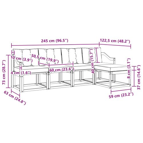 Комплект дивани за открито 5 pcs Натурален и Бежов