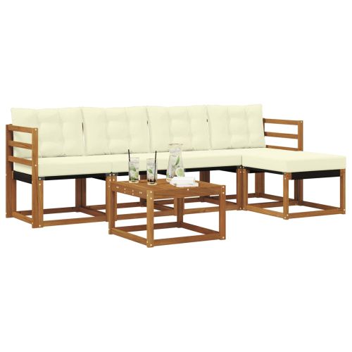 Комплект дивани за открито 6 pcs Натурален и Крема