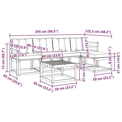 Комплект дивани за открито 6 pcs Естествено и черно