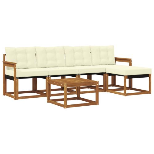 Комплект дивани за открито 6 pcs Натурален и Крема