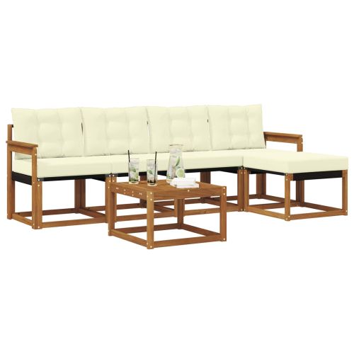 Комплект дивани за открито 6 pcs Натурален и Крема