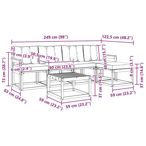 Комплект дивани за открито 6 pcs Естествено и светло сиво