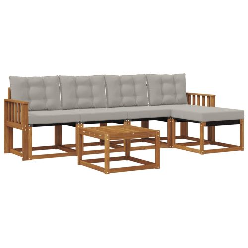 Комплект дивани за открито 6 pcs Естествено и светло сиво