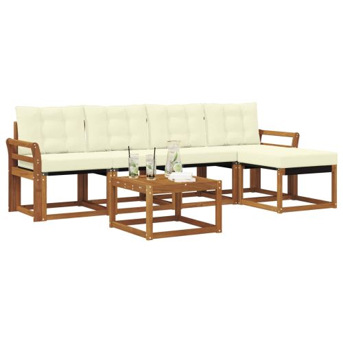 Комплект дивани за открито 6 pcs Натурален и Крема