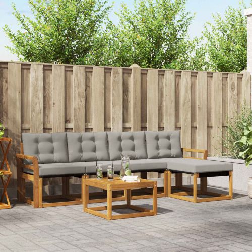 Комплект дивани за открито 6 pcs Естествено и светло сиво