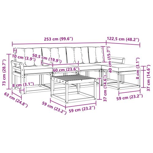 Комплект дивани за открито 6 pcs Естествено и черно