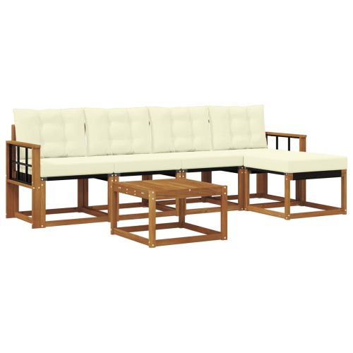 Комплект дивани за открито 6 pcs Натурален и Крема
