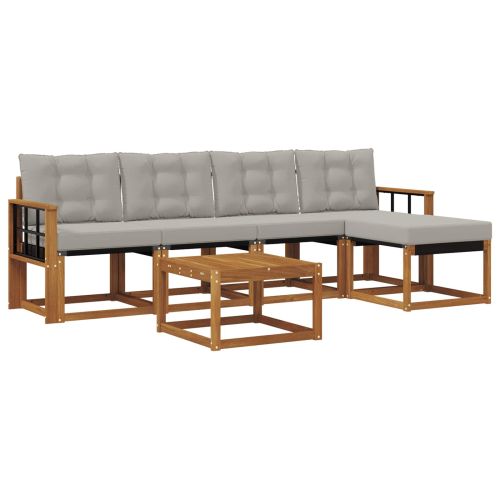 Комплект дивани за открито 6 pcs Естествено и светло сиво