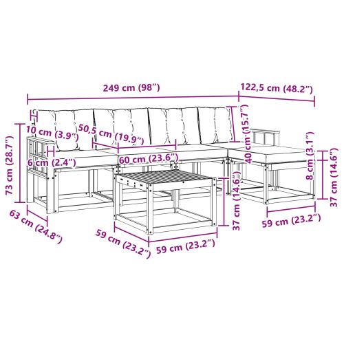 Комплект дивани за открито 6 pcs Естествено и черно