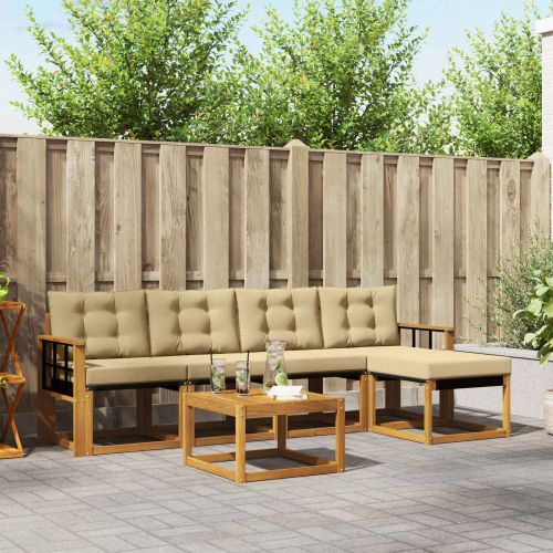 Комплект дивани за открито 6 pcs Натурален и Бежов