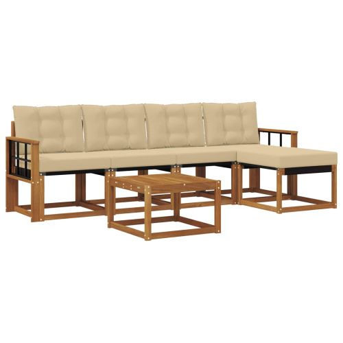 Комплект дивани за открито 6 pcs Натурален и Бежов