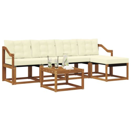 Комплект дивани за открито 6 pcs Натурален и Крема