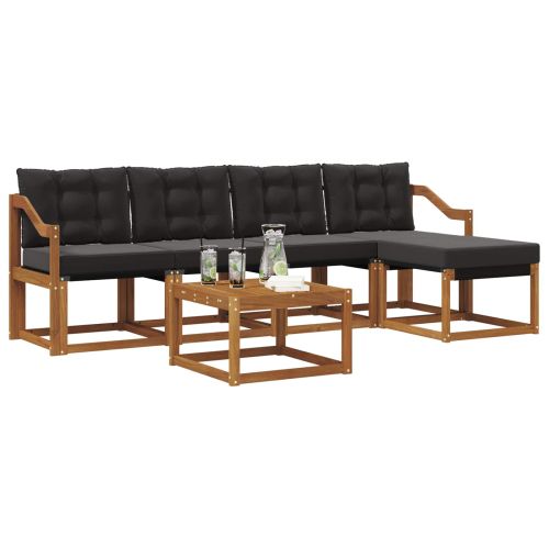 Комплект дивани за открито 6 pcs Естествено и черно