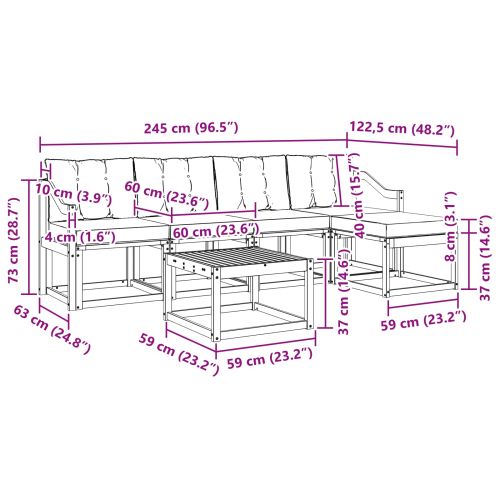 Комплект дивани за открито 6 pcs Естествено и черно