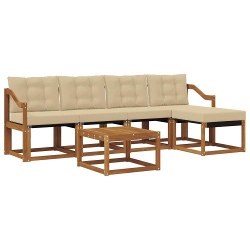 Комплект дивани за открито 6 pcs Натурален и Бежов