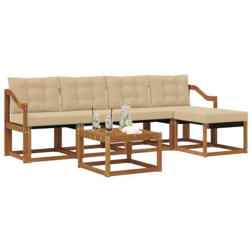 Комплект дивани за открито 6 pcs Натурален и Бежов