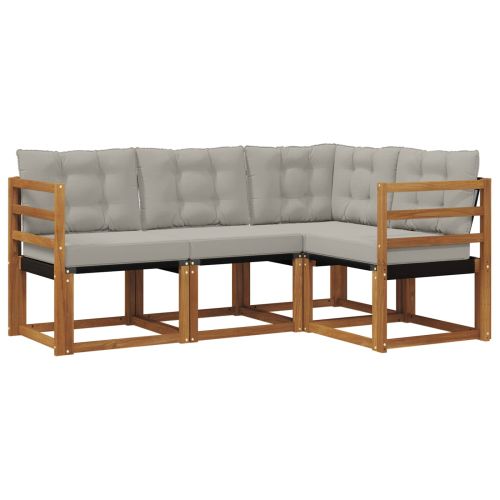 Комплект дивани за открито 4 pcs Естествено и светло сиво