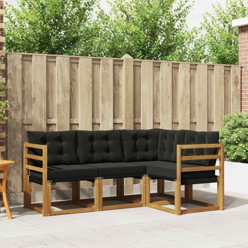 Комплект дивани за открито 4 pcs Естествено и черно