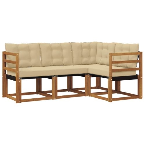 Комплект дивани за открито 4 pcs Натурален и Бежов