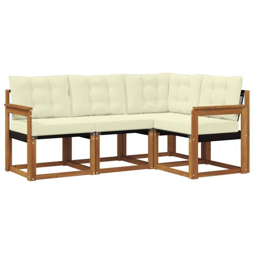 Комплект дивани за открито 4 pcs Натурален и Крема
