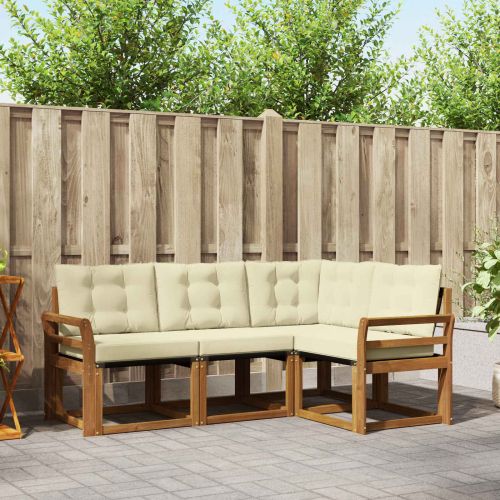 Комплект дивани за открито 4 pcs Натурален и Крема