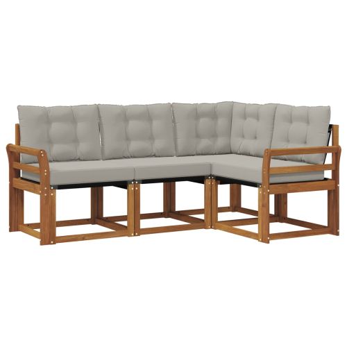 Комплект дивани за открито 4 pcs Естествено и светло сиво