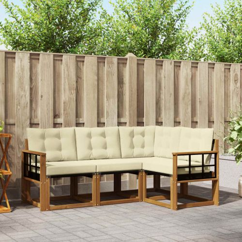 Комплект дивани за открито 4 pcs Натурален и Крема