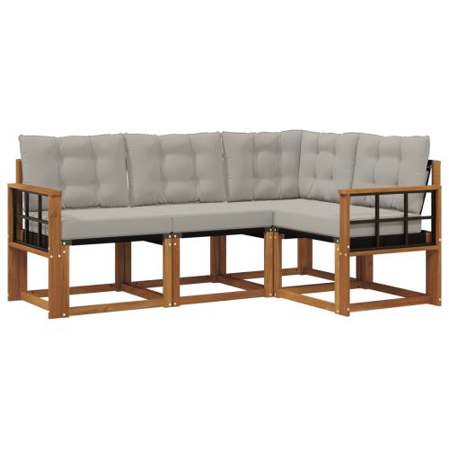 Комплект дивани за открито 4 pcs Естествено и светло сиво