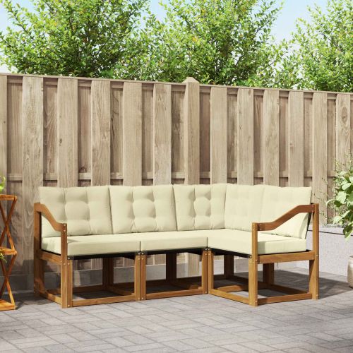 Комплект дивани за открито 4 pcs Натурален и Крема