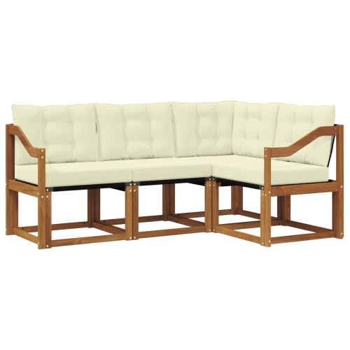 Комплект дивани за открито 4 pcs Натурален и Крема