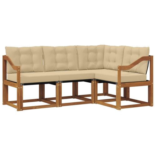 Комплект дивани за открито 4 pcs Натурален и Бежов