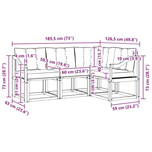 Комплект дивани за открито 4 pcs Натурален и Бежов