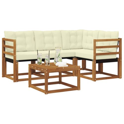 Комплект дивани за открито 5 pcs Натурален и Крема